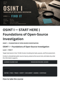 OSINT I — Foundations of Open-Source Investigation course cover